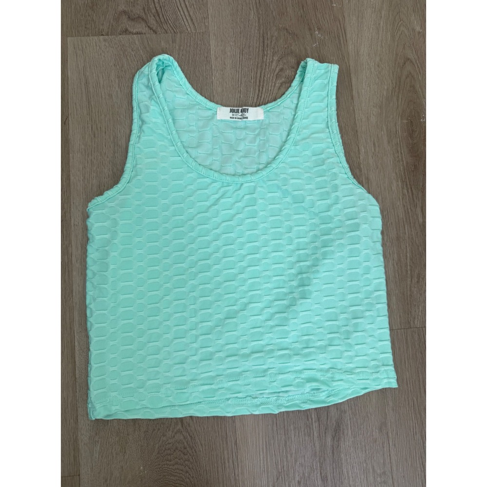 Jolie & Joy Mint Green Textured Honeycomb Scoop Neck Tank Top Large